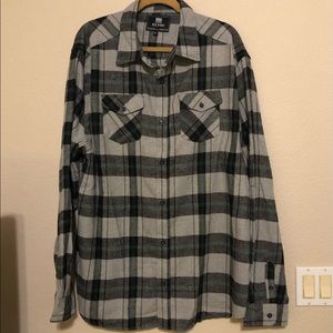 ELXR cotton flannel fleece shirt 2XL, dark and light grey & green
